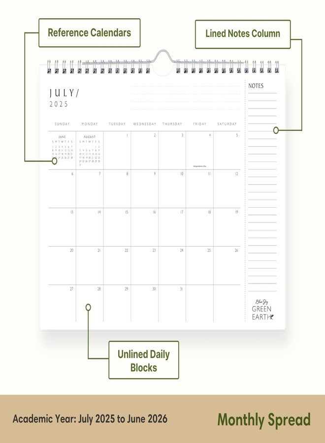 Blue Sky Green Earth 2025-2026 Monthly Academic Year Wall Calendar, July 2025 - June 2026, 11" x 8.75", Durable Twin Wire Binding, Made With Tree-Free Stone Paper, Soy Based Ink, Standard Stone - Image 5